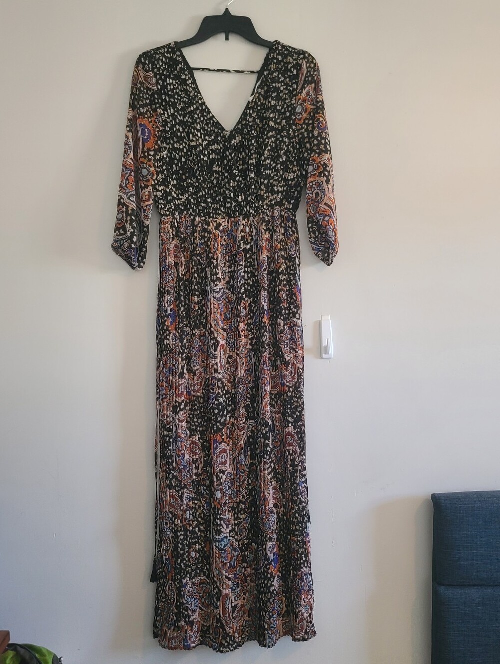 DR2 Womens V- Neck Paisley Maxi Dress Boho